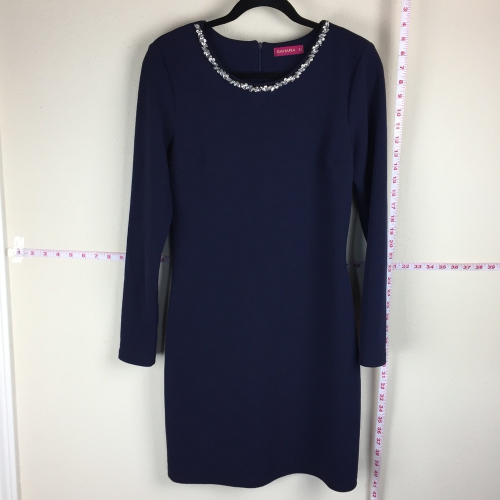 🌞Sahara Long Sleeve Dress Embellished Neck Line